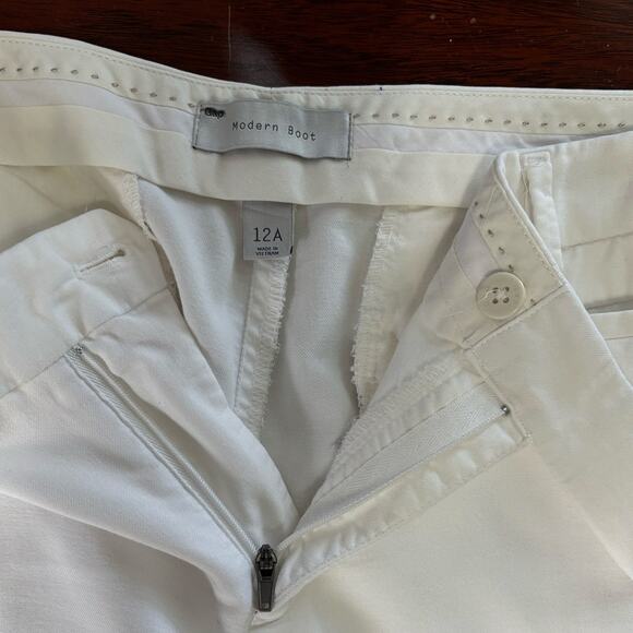 Gap Modern Boot Cut Mid Rise White Cotton Pants Size 12 Ankle Length Coastal Y2K - Picture 3 of 9